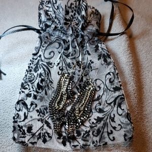 not sure Jewelry - Silver and black chain earrings with gift bag not sure Jewelry - Silver and black chain earrings with gift bag